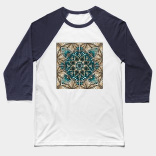 Ocean Beach Stained Glass Mandala Baseball T-Shirt